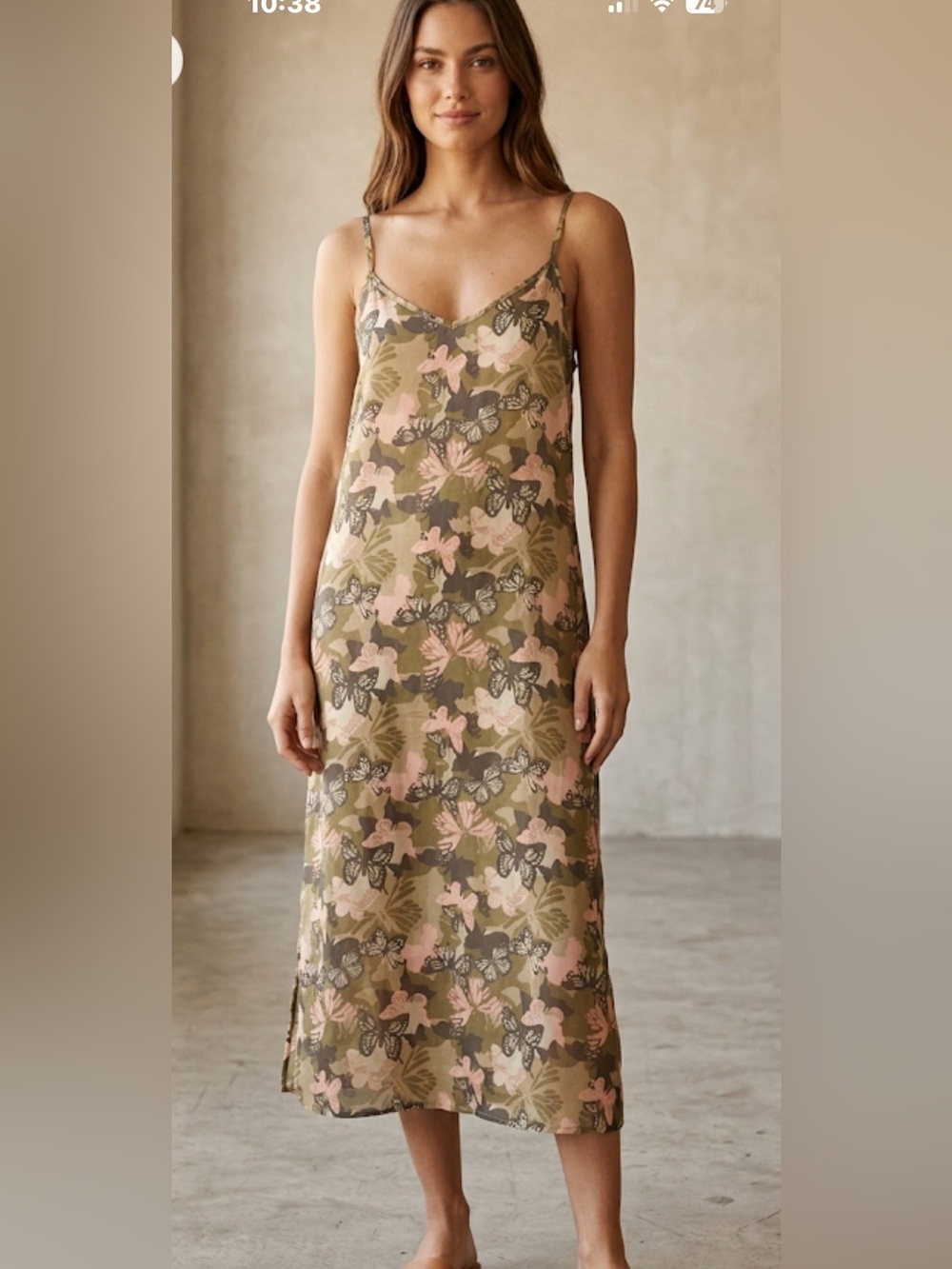 Love to Sleep Floral Butterfly Nightgown Slip Dress Style –NWT Large